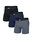 SAXX Boxershorts Essential Cotton Boxer Brief Fly schwarz/dunkelblau/grau Herren - 3 Stück